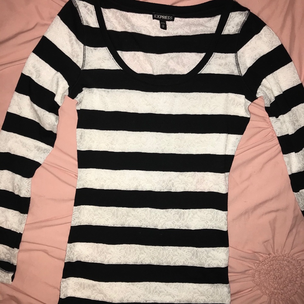 Express black and white stripped women’s top.
